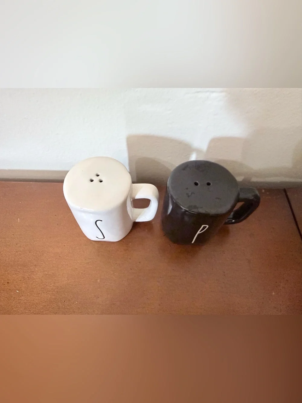 Rae Dunn Salt & Pepper Shaker Set Black White Country Farmhouse Ceramic